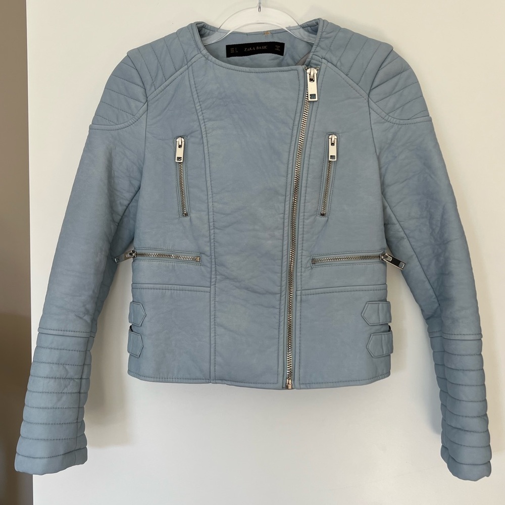Faux leather bike jacket